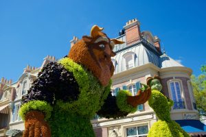 Beauty and Beast green topiaries.