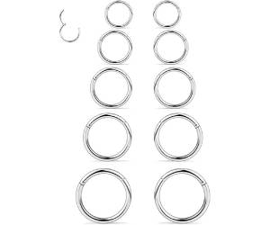 Dyknasz 10PCS 14G Surgical Steel Hinged Clicker Segment Nipple Rings  Jewelry for Women Men 8mm 10mm 12mm 14mm 16mm