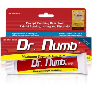 Dr. Numb 5% Lidocaine Numbing Cream 30g 1 Pack - Maximum Strength Tattoo Numbing Cream - Nonprescription Topical Anesthetic Pain Relief Cream for Tattooing, Piercing, Microneedling, Hemorrhoid