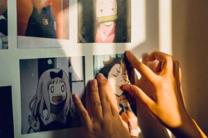 Anime posters on wall