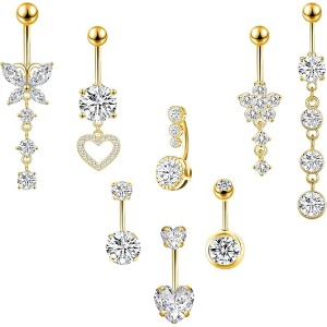LEE&RO Belly Button Ring Dangle Stainless Steel Belly Rings