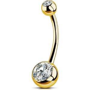 OUFER Titanium Belly Button Rings, Internally Threaded 14mm Long Belly Ring